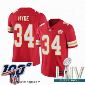 Alluring 2020 Super Bowl LIV Kansas City Chiefs #34 Carlos Hyde Red Team Color Vapor Untouchable Limited Player Football Jersey