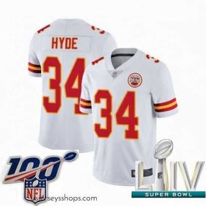 Breathtaking 2020 Super Bowl LIV Kansas City Chiefs #34 Carlos Hyde White Vapor Untouchable Limited Player Football Jersey
