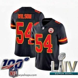 Breathtaking 2020 Super Bowl LIV Kansas City Chiefs #54 Damien Wilson Limited Black Rush Vapor Untouchable Football Jersey