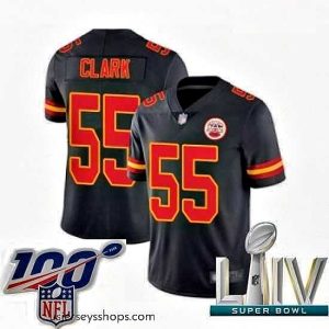 Sensational 2020 Super Bowl LIV Kansas City Chiefs #55 Frank Clark Limited Black Rush Vapor Untouchable Football Jersey