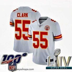 Stellar 2020 Super Bowl LIV Kansas City Chiefs #55 Frank Clark White Vapor Untouchable Limited Player Football Jersey