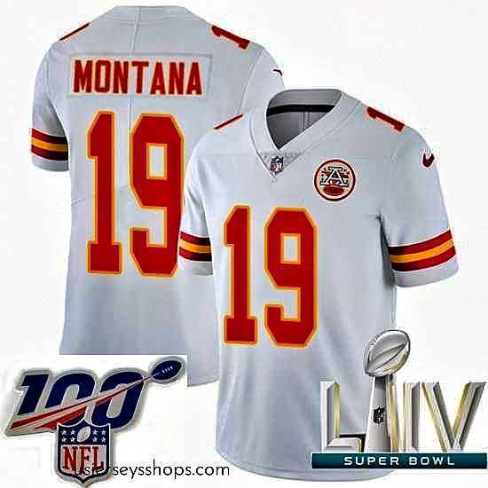 Exquisite 2020 Super Bowl LIV Nike Kansas City Chiefs #19 Joe Montana White Vapor Untouchable Limited Player NFL Jersey