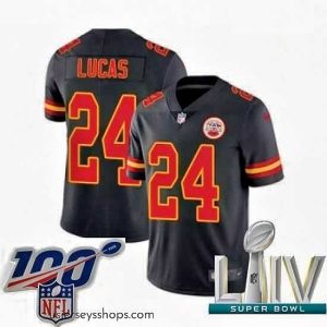Breathtaking 2020 Super Bowl LIV Nike Kansas City Chiefs #24 Jordan Lucas Limited Black Rush Vapor Untouchable NFL Jersey