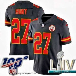 Stunning 2020 Super Bowl LIV Nike Kansas City Chiefs #27 Kareem Hunt Limited Black Rush Vapor Untouchable NFL Jersey