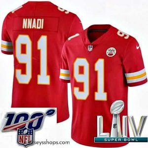 Captivating 2020 Super Bowl LIV Nike Kansas City Chiefs #91 Derrick Nnadi Red Team Color Vapor Untouchable Limited Player NFL Jersey