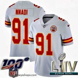 Sensational 2020 Super Bowl LIV Nike Kansas City Chiefs #91 Derrick Nnadi White Vapor Untouchable Limited Player NFL Jersey