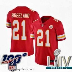 Sensational 2020 Super Bowl LIV Kansas City Chiefs #21 Bashaud Breeland Red Team Color Vapor Untouchable Limited Player Football Jersey