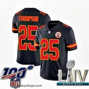 Stellar 2020 Super Bowl LIV Kansas City Chiefs #25 Darwin Thompson Limited Black Rush Vapor Untouchable Football Jersey