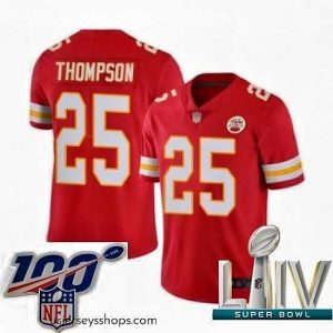 Breathtaking 2020 Super Bowl LIV Kansas City Chiefs #25 Darwin Thompson Red Team Color Vapor Untouchable Limited Player Football Jersey