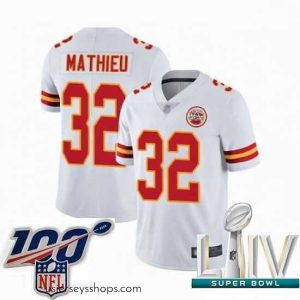 Magnificent 2020 Super Bowl LIV Kansas City Chiefs #32 Tyrann Mathieu White Vapor Untouchable Limited Player Football Jersey