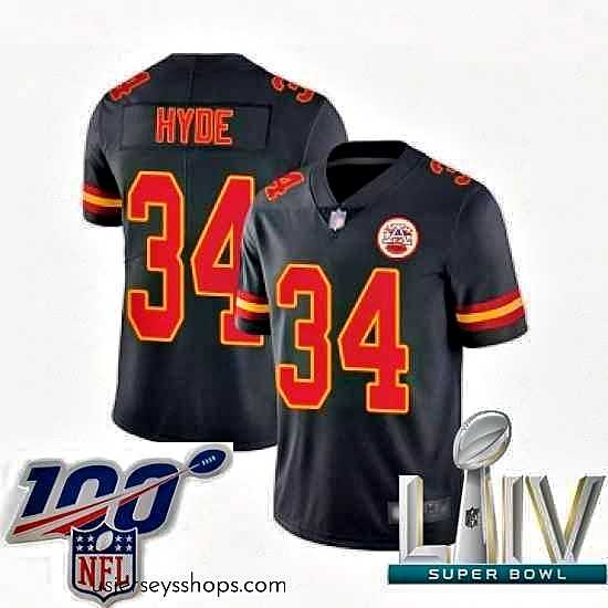 Alluring 2020 Super Bowl LIV Kansas City Chiefs #34 Carlos Hyde Limited Black Rush Vapor Untouchable Football Jersey