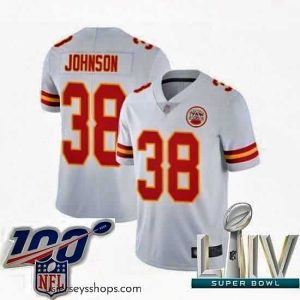 Magnificent 2020 Super Bowl LIV Kansas City Chiefs #38 Dontae Johnson White Vapor Untouchable Limited Player Football Jersey