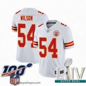 Captivating 2020 Super Bowl LIV Kansas City Chiefs #54 Damien Wilson White Vapor Untouchable Limited Player Football Jersey