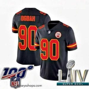 Captivating 2020 Super Bowl LIV Kansas City Chiefs #90 Emmanuel Ogbah Limited Black Rush Vapor Untouchable Football Jersey