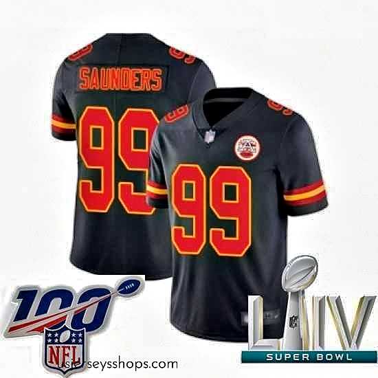 Enchanting 2020 Super Bowl LIV Kansas City Chiefs #99 Khalen Saunders Limited Black Rush Vapor Untouchable Football Jersey