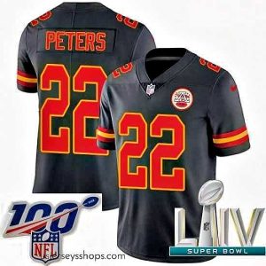 Exquisite 2020 Super Bowl LIV Nike Kansas City Chiefs #22 Marcus Peters Limited Black Rush Vapor Untouchable NFL Jersey