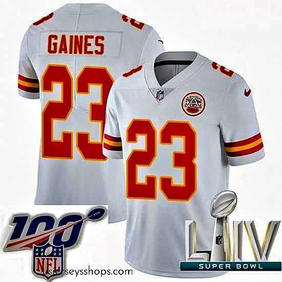 Glamorous 2020 Super Bowl LIV Nike Kansas City Chiefs #23 Phillip Gaines White Vapor Untouchable Limited Player NFL Jersey