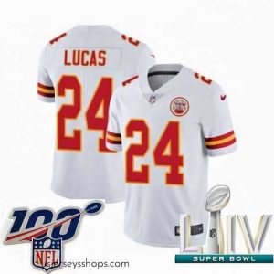 Alluring 2020 Super Bowl LIV Nike Kansas City Chiefs #24 Jordan Lucas White Vapor Untouchable Limited Player NFL Jersey