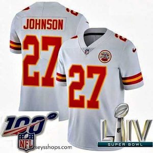 Stellar 2020 Super Bowl LIV Nike Kansas City Chiefs #27 Larry Johnson White Vapor Untouchable Limited Player NFL Jersey