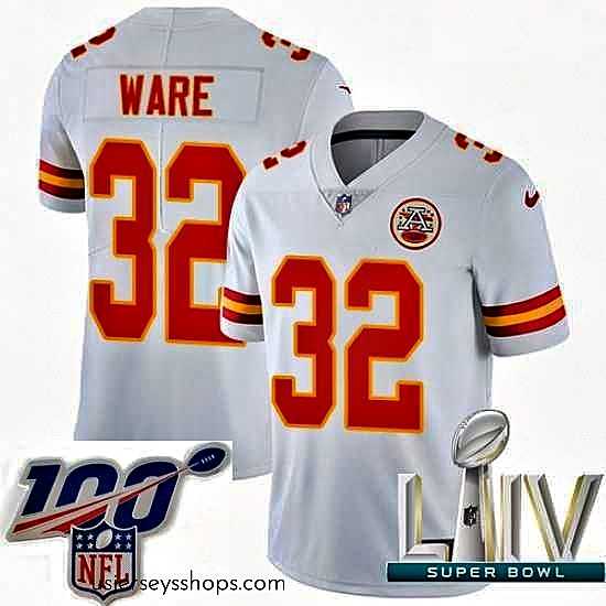 Glamorous 2020 Super Bowl LIV Nike Kansas City Chiefs #32 Spencer Ware White Vapor Untouchable Limited Player NFL Jersey