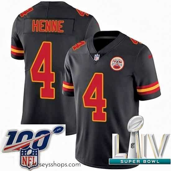 Stunning 2020 Super Bowl LIV Nike Kansas City Chiefs #4 Chad Henne Limited Black Rush Vapor Untouchable NFL Jersey