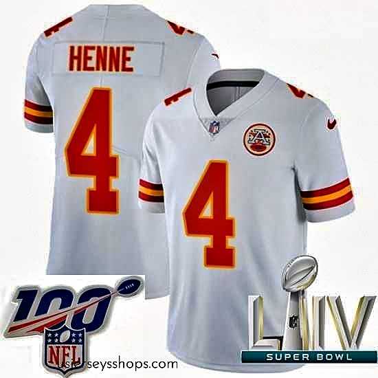 Glamorous 2020 Super Bowl LIV Nike Kansas City Chiefs #4 Chad Henne White Vapor Untouchable Limited Player NFL Jersey