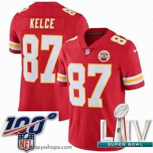 Stellar 2020 Super Bowl LIV Nike Kansas City Chiefs #87 Travis Kelce Red Team Color Vapor Untouchable Limited Player NFL Jersey