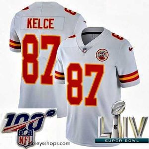 Enchanting 2020 Super Bowl LIV Nike Kansas City Chiefs #87 Travis Kelce White Vapor Untouchable Limited Player NFL Jersey