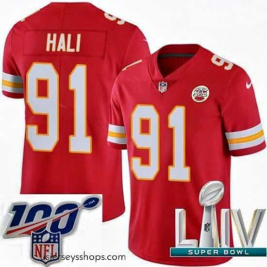 Breathtaking 2020 Super Bowl LIV Nike Kansas City Chiefs #91 Tamba Hali Red Team Color Vapor Untouchable Limited Player NFL Jersey