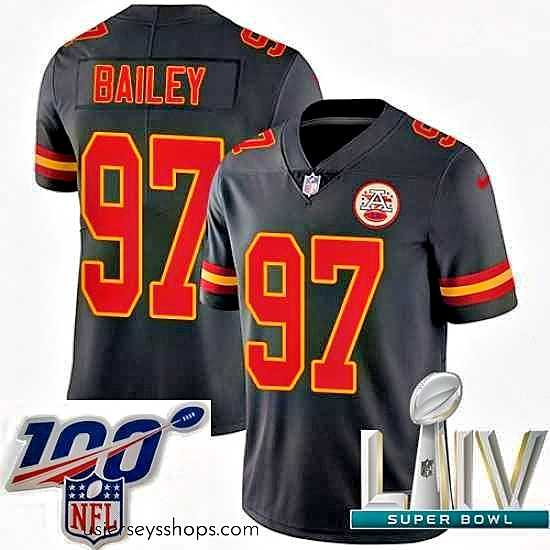 Stellar 2020 Super Bowl LIV Nike Kansas City Chiefs #97 Allen Bailey Limited Black Rush Vapor Untouchable NFL Jersey