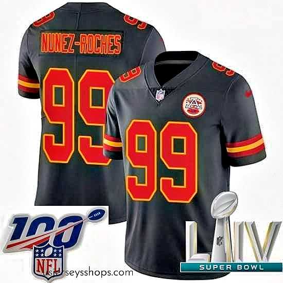 Stunning 2020 Super Bowl LIV Nike Kansas City Chiefs #99 Rakeem Nunez-Roches Limited Black Rush Vapor Untouchable NFL Jersey