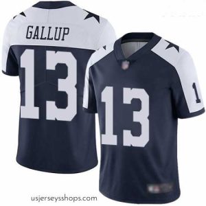 Sensational Cowboys #13 Michael Gallup Navy Blue Thanksgiving Stitched Football Vapor Untouchable Limited Throwback Jersey
