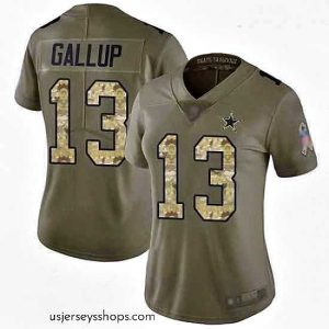 Exquisite Cowboys #13 Michael Gallup Olive Camo Stitched Football Limited 2017 Salute to Service Jersey
