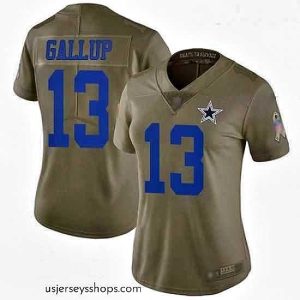Breathtaking Cowboys #13 Michael Gallup Olive Stitched Football Limited 2017 Salute to Service Jersey