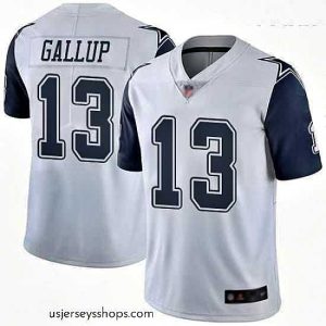 Stunning Cowboys #13 Michael Gallup White Stitched Football Limited Rush Jersey