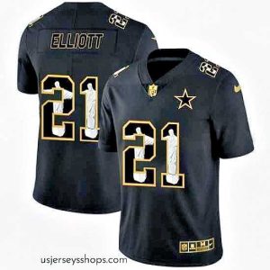 Breathtaking Cowboys 21 Ezekiel Elliott Black Jesus Faith Edition Limited Jersey