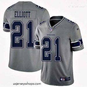 Sensational Cowboys #21 Ezekiel Elliott Gray Stitched Football Limited Inverted Legend Jersey