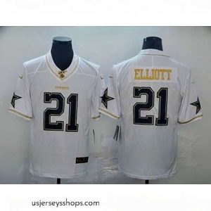 Stunning Cowboys 21 Ezekiel Elliott White Gold Vapor Untouchable Limited Jersey