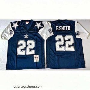 Stunning Cowboys 22 E Smith Blue Throwback Jersey