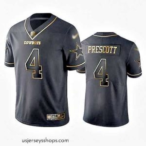 Exquisite Cowboys 4 Dak Prescott Black Stitched Football Limited Golden Edition Jersey