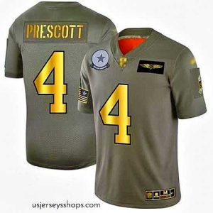 Enchanting Cowboys 4 Dak Prescott Camo Gold Stitched Football Limited 2019 Salute To Service Jersey