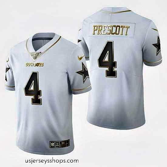 Alluring Cowboys 4 Dak Prescott White 100th Season Vapor Untouchable Limited Jersey