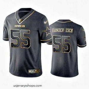 Glamorous Cowboys 55 Leighton Vander Esch Black Stitched Football Limited Golden Edition Jersey