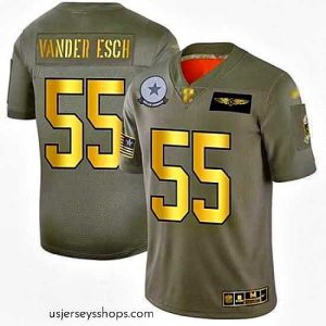 Glamorous Cowboys 55 Leighton Vander Esch Camo Gold Stitched Football Limited 2019 Salute To Service Jersey