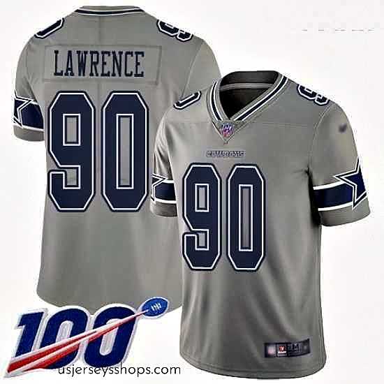 Breathtaking Cowboys #90 Demarcus Lawrence Gray Stitched Football Limited Inverted Legend 100th Season Jersey