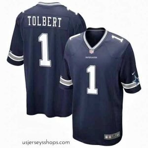 Sensational Dallas Cowboys 1 Jalen Tolbert Navy Blue Vapor Limited Jersey