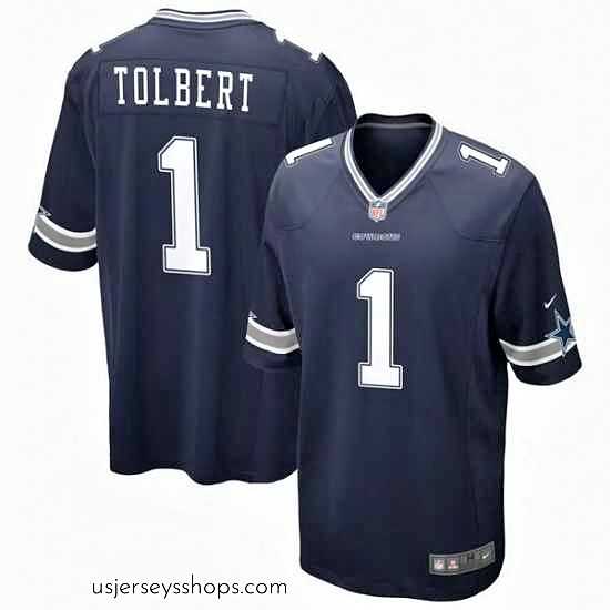 Sensational Dallas Cowboys 1 Jalen Tolbert Navy Blue Vapor Limited Jersey