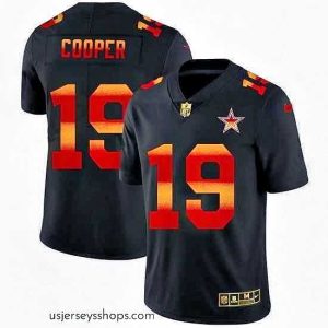 Stunning Dallas Cowboys 19 Amari Cooper Black Nike Red Orange Stripe Vapor Limited NFL Jersey