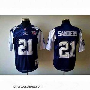 Alluring Dallas Cowboys 21 Deion Sanders blue Throwback 75th