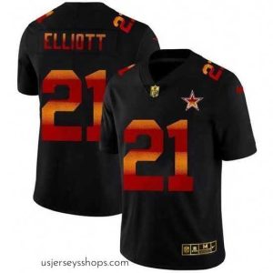 Breathtaking Dallas Cowboys 21 Ezekiel Elliott Black Nike Red Orange Stripe Vapor Limited NFL Jersey